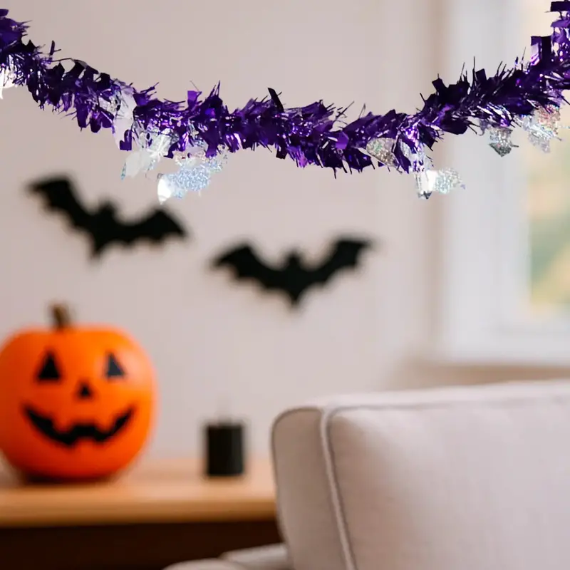 Guirnalda De Tinsel, Halloween, Color Morado 1