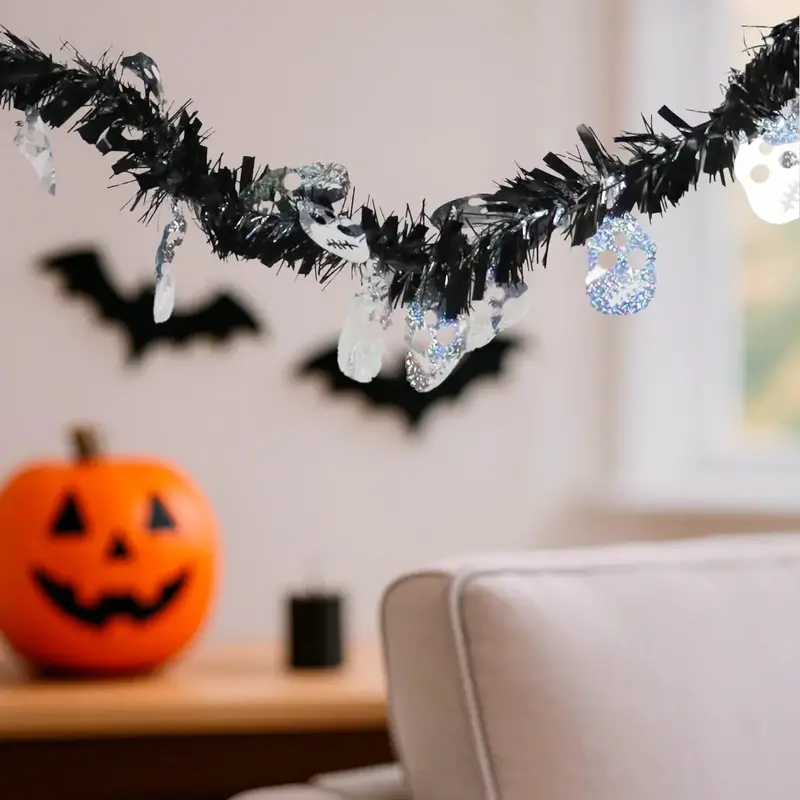 Guirnalda De Tinsel, Halloween, Color Negro 1