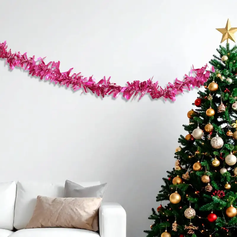 Guirnalda Navideña, Color Fucsia, Tinsel, 2.5 M 2