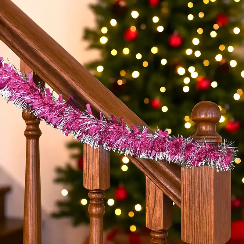 Guirnalda Navideña, Color Rosa, Tinsel 1