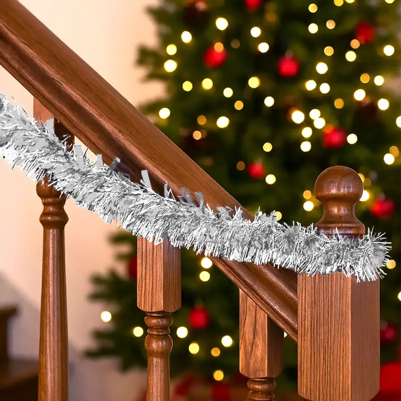 Guirnalda Navideña De Tinsel, 1.3 M, Color Plata 1