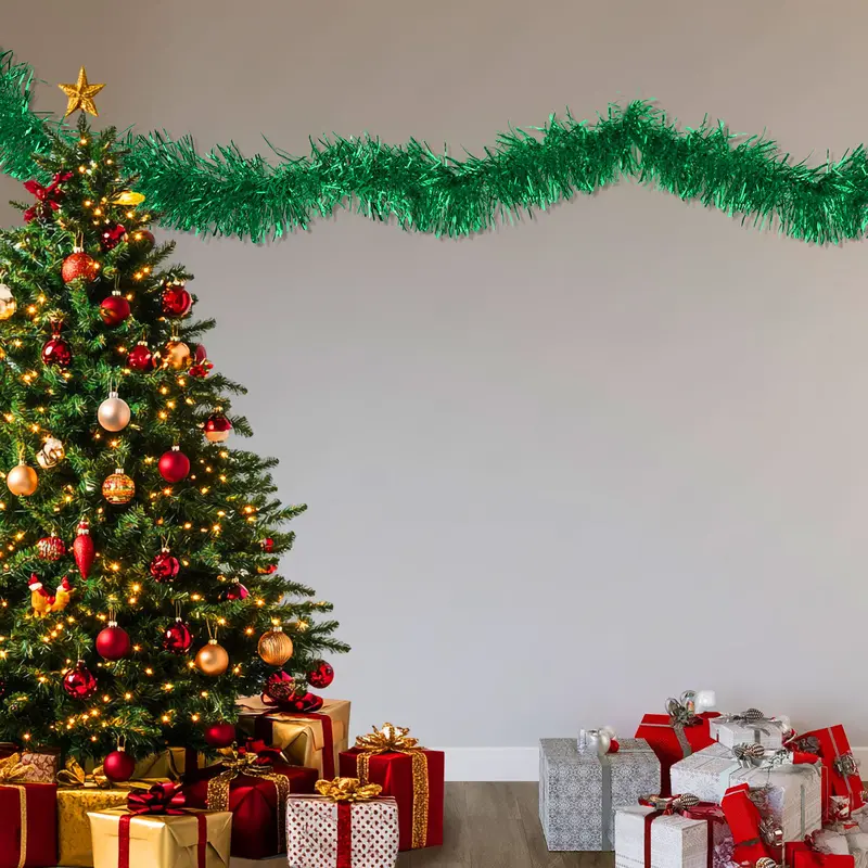 Guirnalda Navideña De Tinsel, 1.3 M, Color Verde 1
