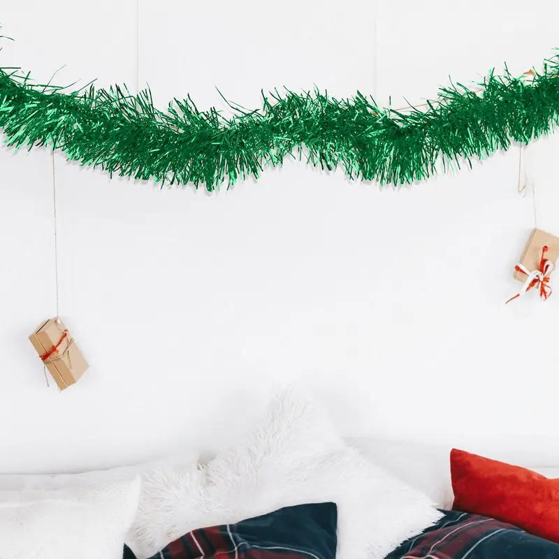 Guirnalda Navideña De Tinsel, 1.3 M, Color Verde 2