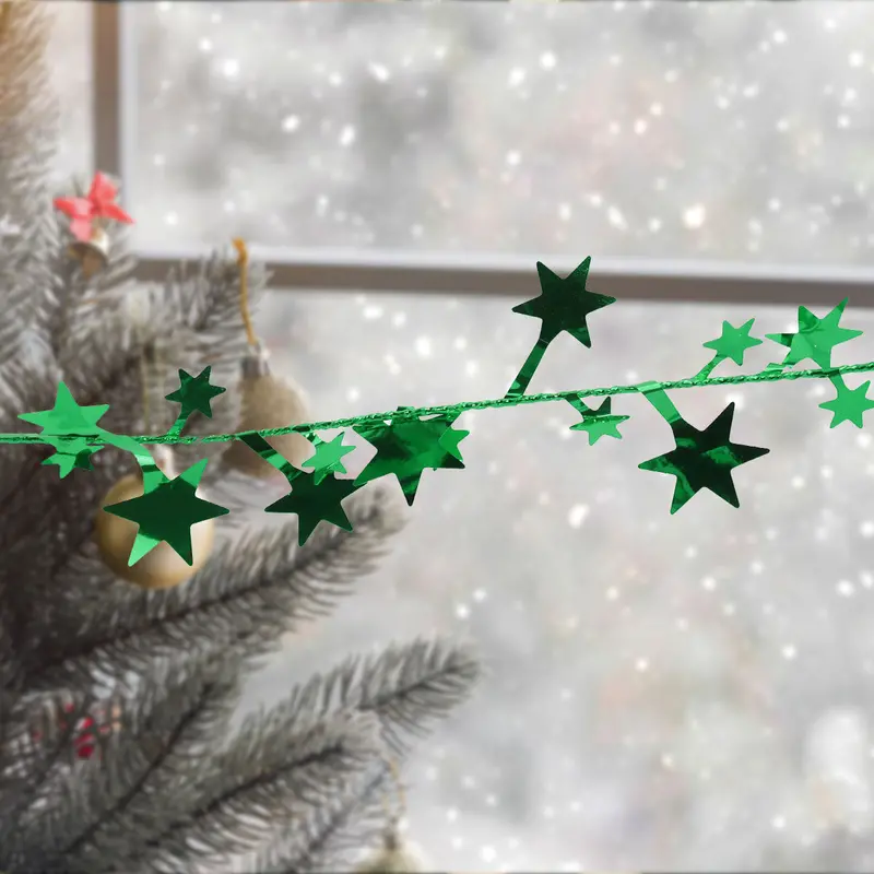 Guirnalda Navideña De Tinsel Brillante Color Verde, 7.5M 2