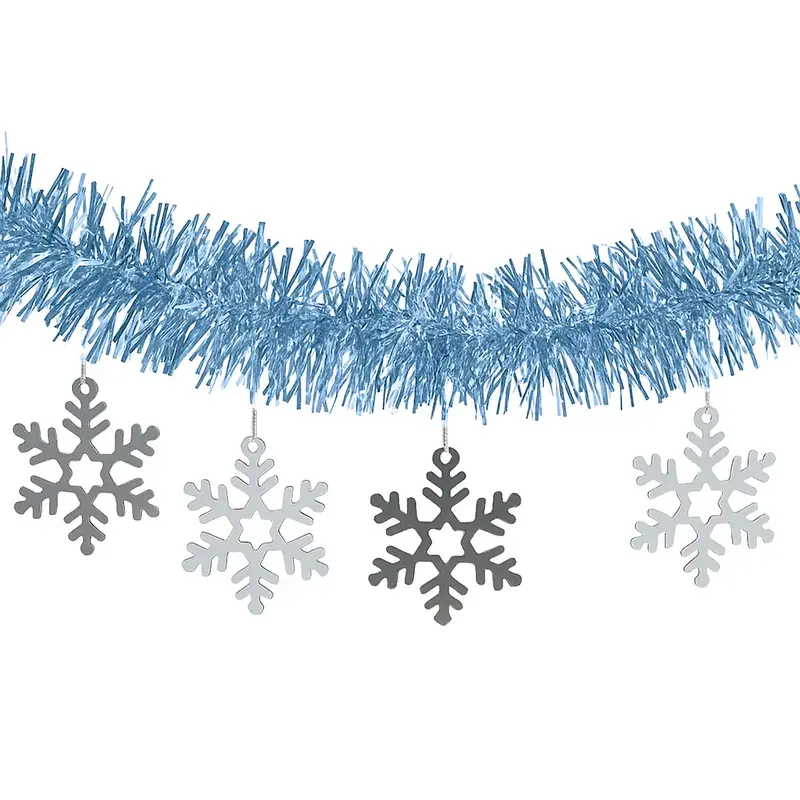 Guirnalda Navideña De Tinsel Color Azul, 1.5M 1