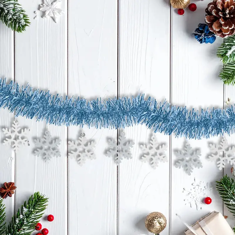 Guirnalda Navideña De Tinsel Color Azul, 1.5M 2