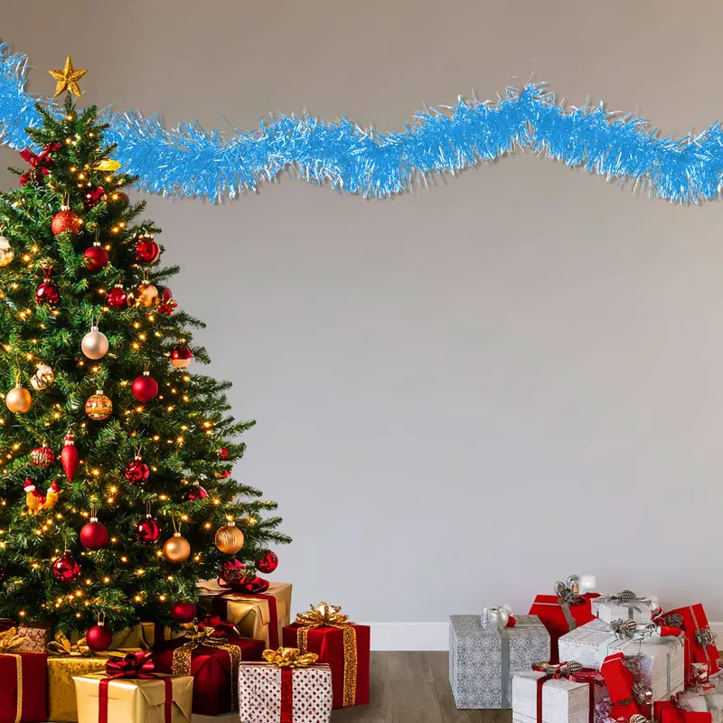 Guirnalda Navideña, Tinsel, Color Azul 1