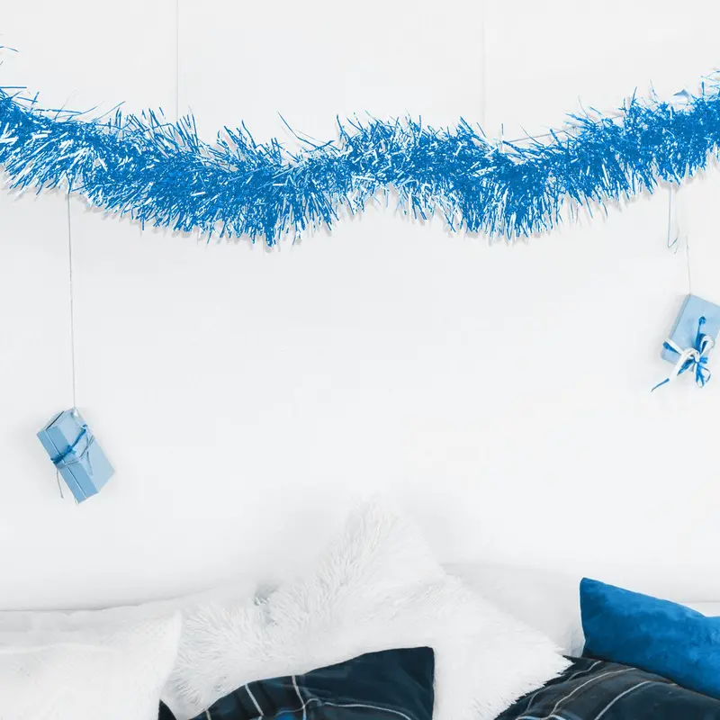 Guirnalda Navideña, Tinsel, Color Azul 2