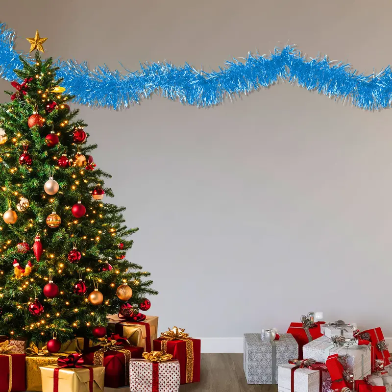 Guirnalda Navideña, Tinsel, Color Azul Rey 1
