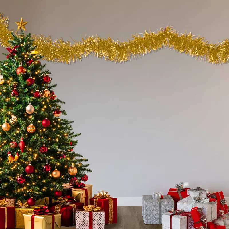 Guirnalda Navideña, Tinsel, Color Dorado 1