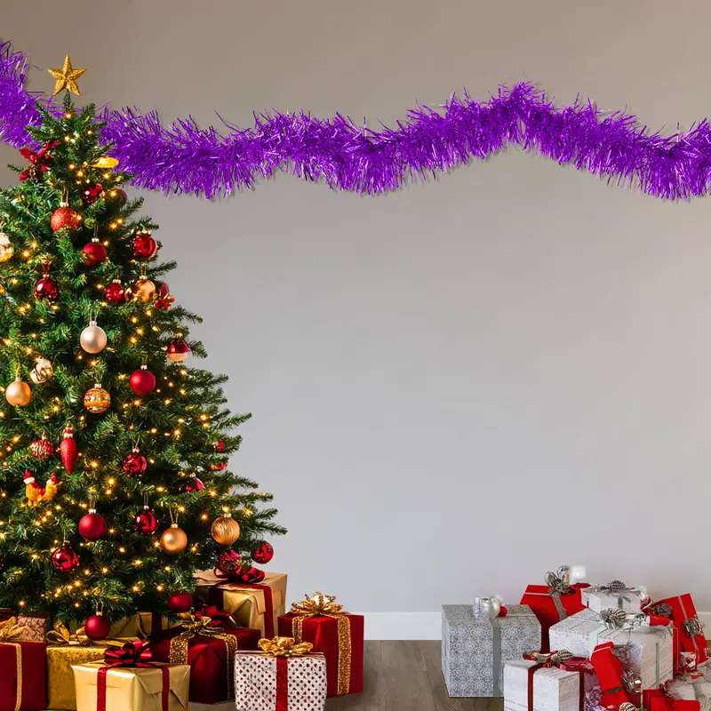 Guirnalda Navideña, Tinsel, Color Morado 1