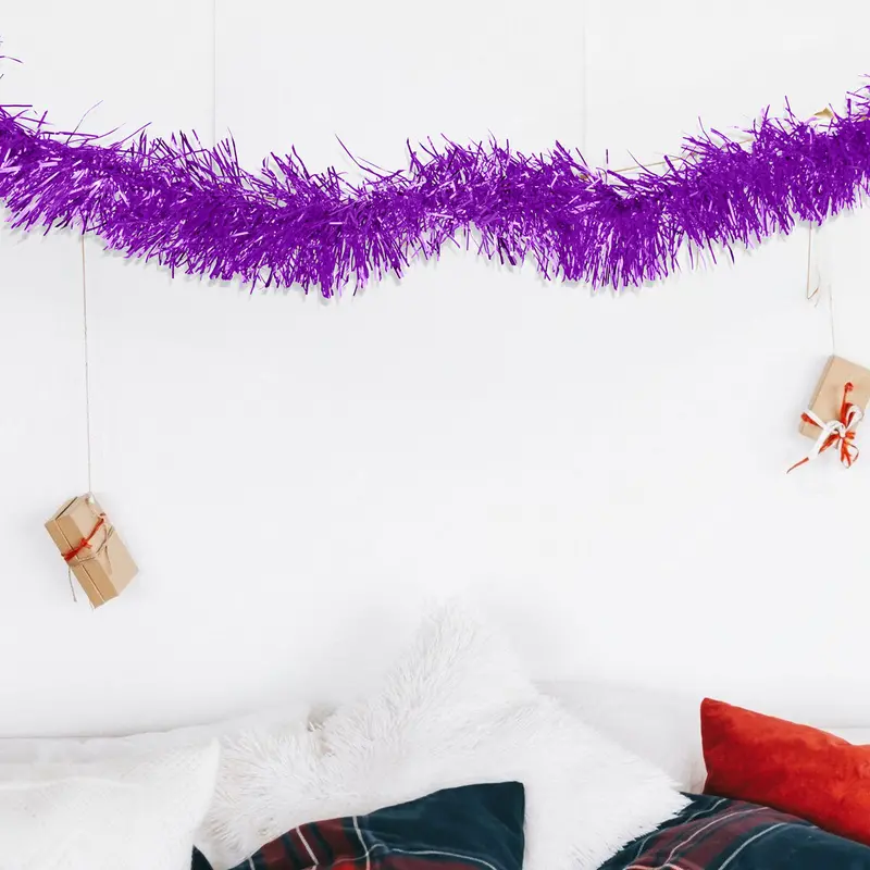Guirnalda Navideña, Tinsel, Color Morado 2
