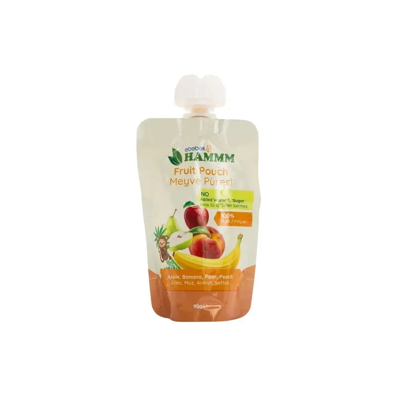 Hammm Apple Banana Pear & Peach Puree Pouch 90G 1