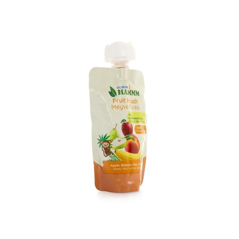 Hammm Apple Banana Pear & Peach Puree Pouch 90G 2
