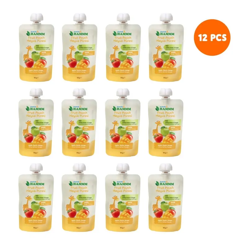 Hammm Apple Peach & Mango Puree Pouch (12X90g) 1