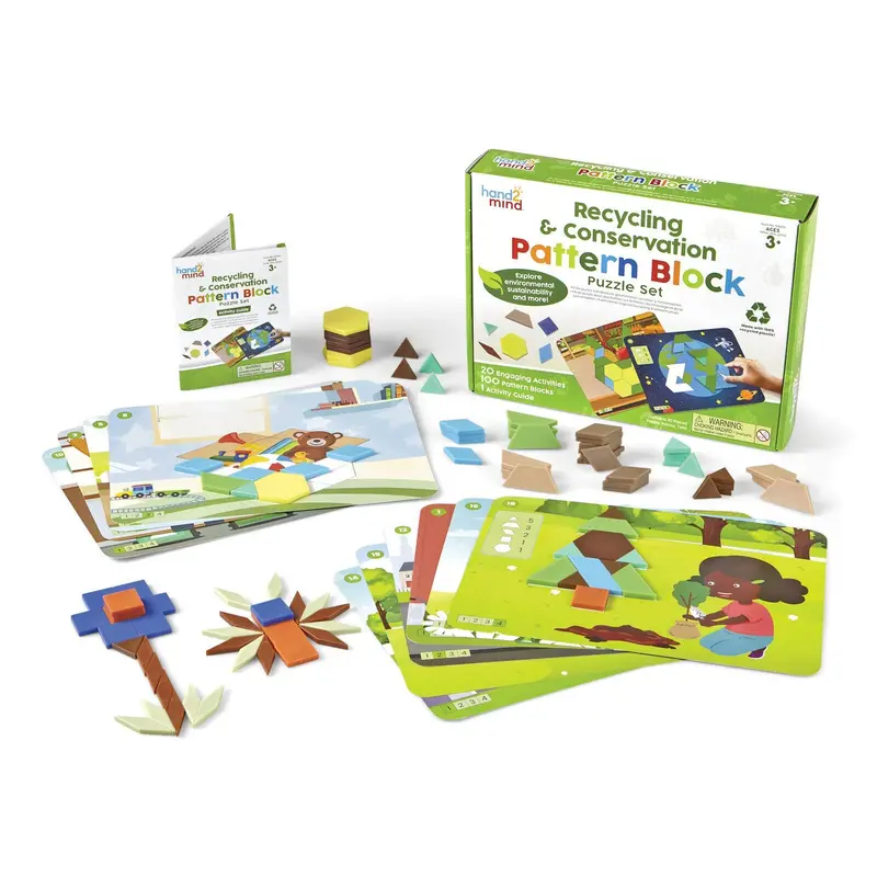 Hand2mind Recycling & Conservation Pattern Block Puzzle Set 1