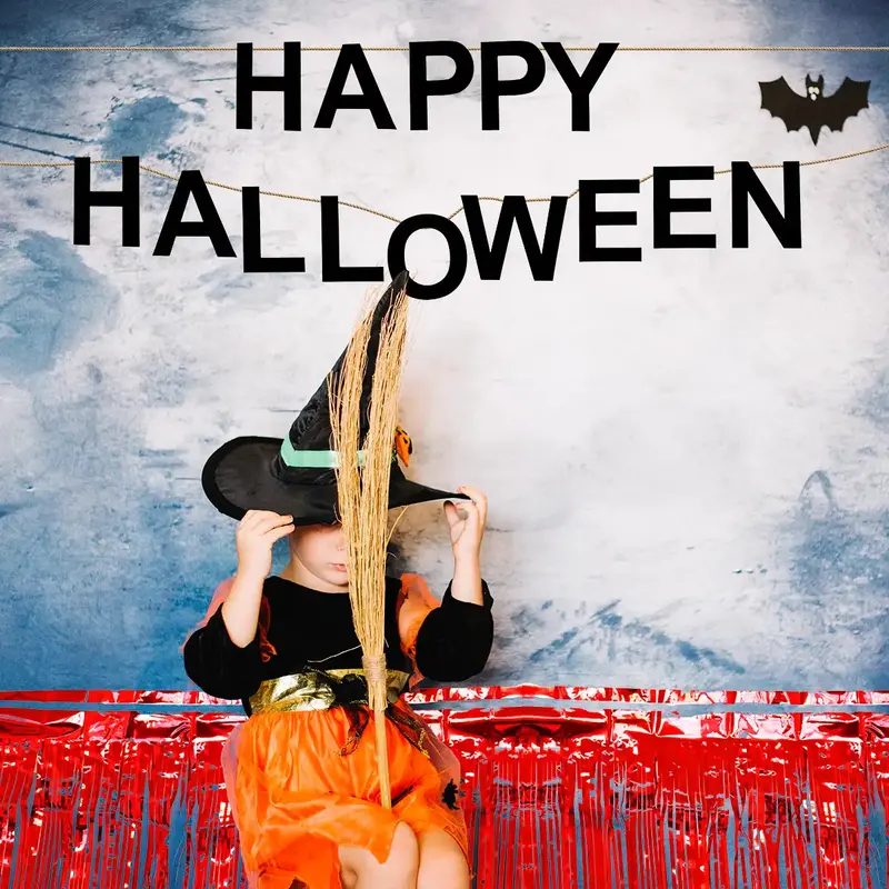 Happy Halloween, Banner Metálico Para Decoración, Color Rojo 2