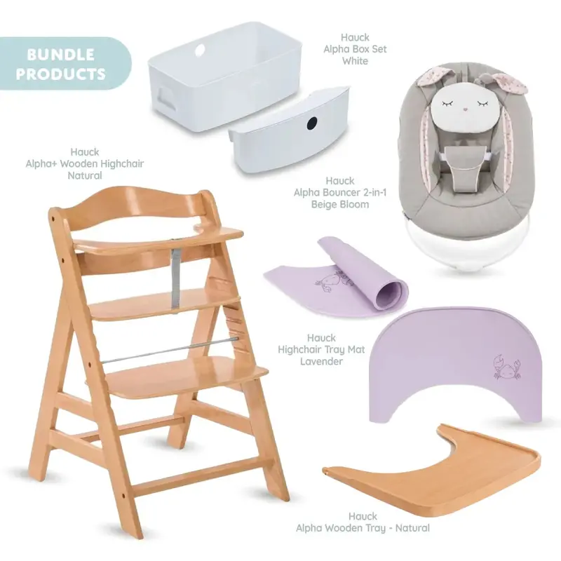 Hauck Alpha+ Wooden Highchair Bundle - Natural 1