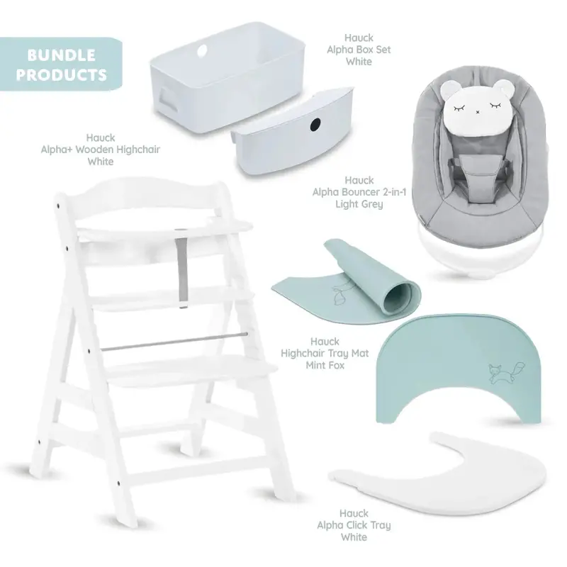 Hauck Alpha+ Wooden Highchair Bundle - White 1