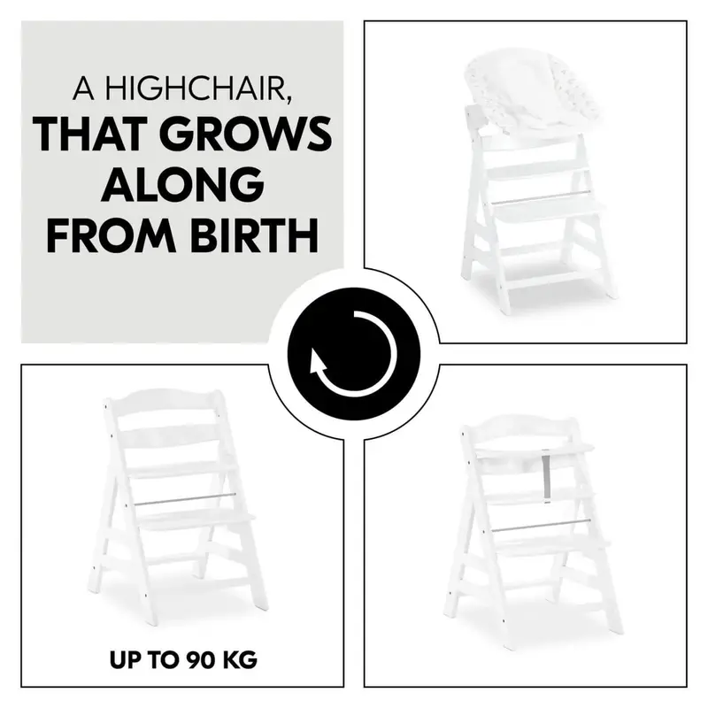 Hauck Alpha+ Wooden Highchair - White 2