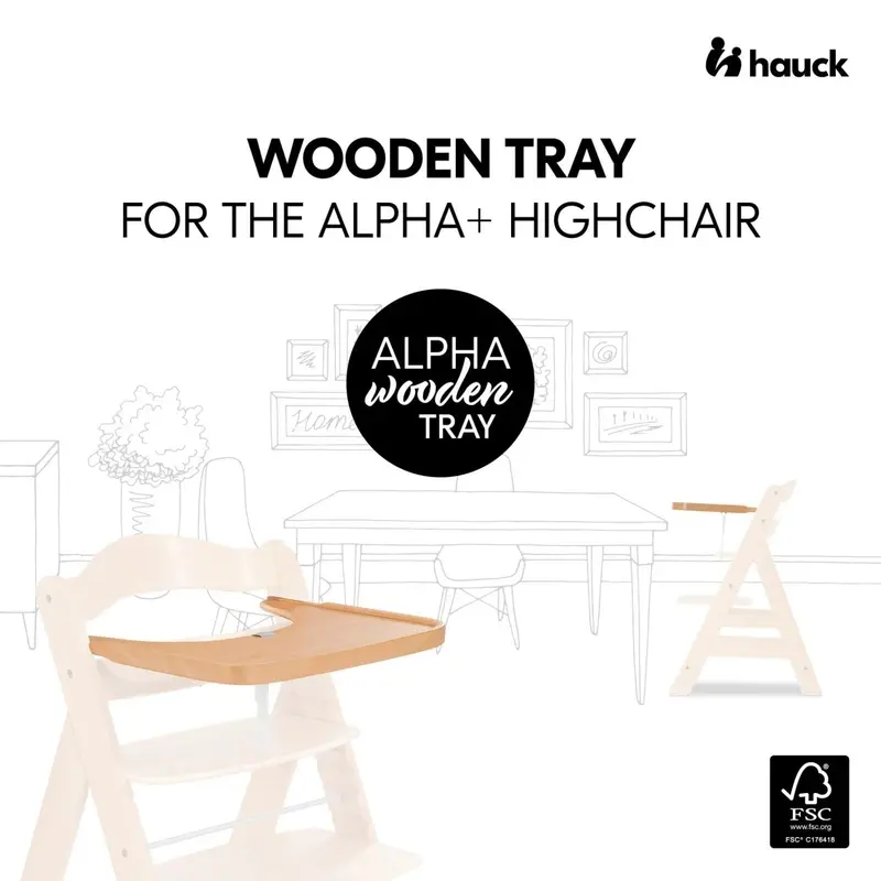 Hauck Alpha Wooden Tray - Natural 2