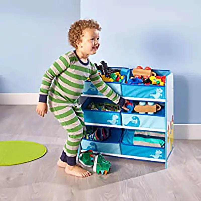 Hello Home Kids Bedroom Toy Storage Unit With 6 Fabric Storage Boxes - Dinosaur 2