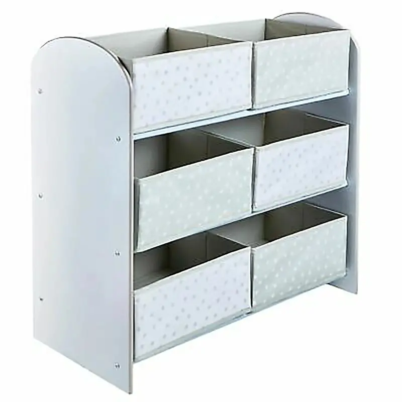 Hello Home Kids Bedroom Toy Storage Unit With 6 Fabric Storage Boxes - White 1