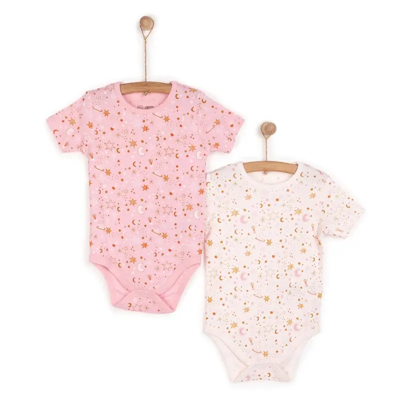 Hellobaby 2-Pack Short Sleeve Bodysuits Girls - Pink 1