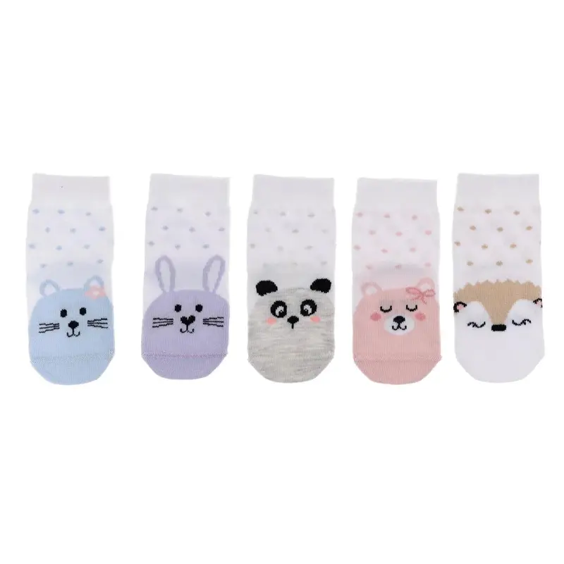 Hellobaby Ankle Socks 5 Pcs - White Printed 1