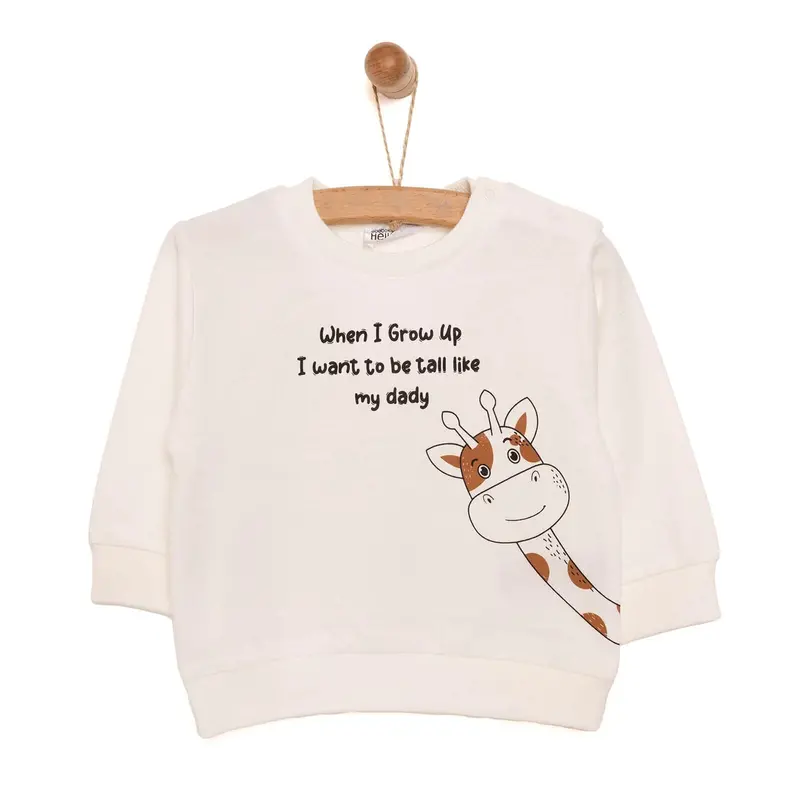 Hellobaby Baby Boy Basic Giraffe Printed Sweatshirt - Ecru 1
