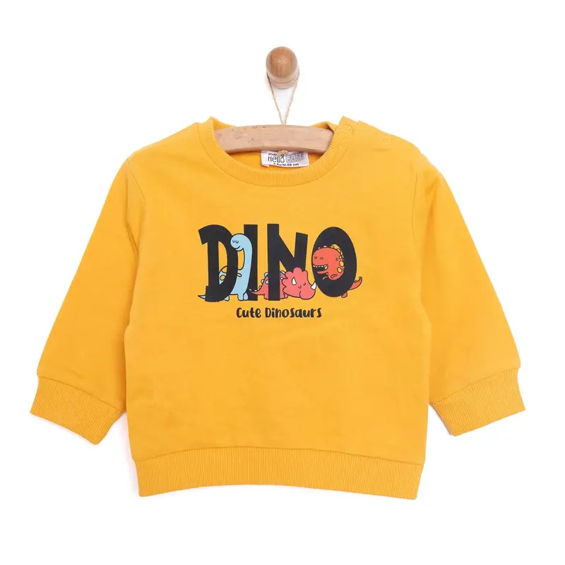 Hellobaby Baby Boy Dino Patterned Sweatshirt - Mustard 1