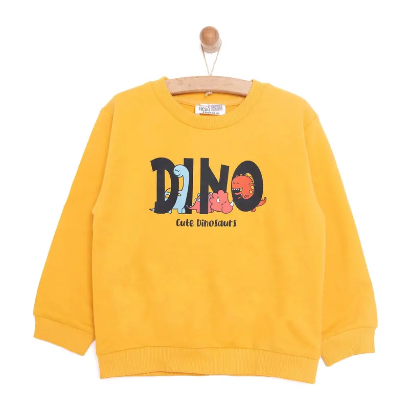 Hellobaby Baby Boy Dino Patterned Sweatshirt - Mustard 3