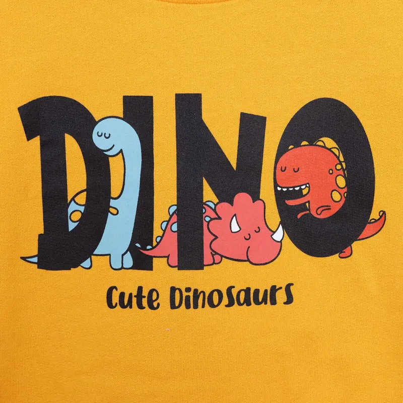 Hellobaby Baby Boy Dino Patterned Sweatshirt - Mustard 5