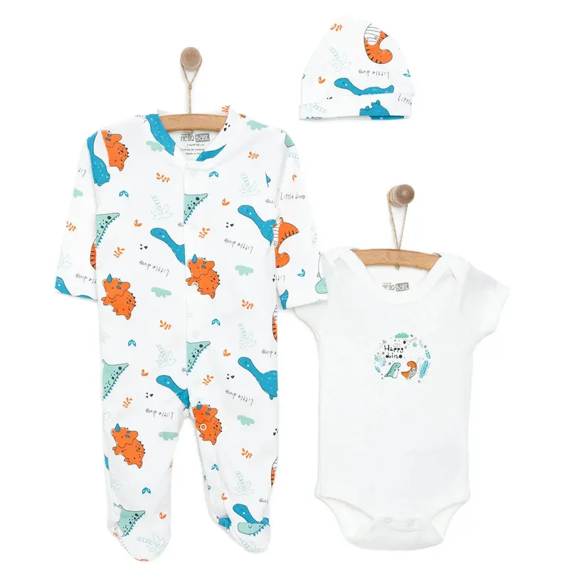 Hellobaby Baby Boy Jumpsuit-Body-Hat - Ecru 1