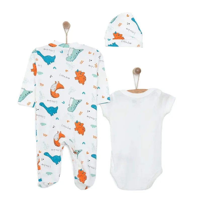Hellobaby Baby Boy Jumpsuit-Body-Hat - Ecru 2