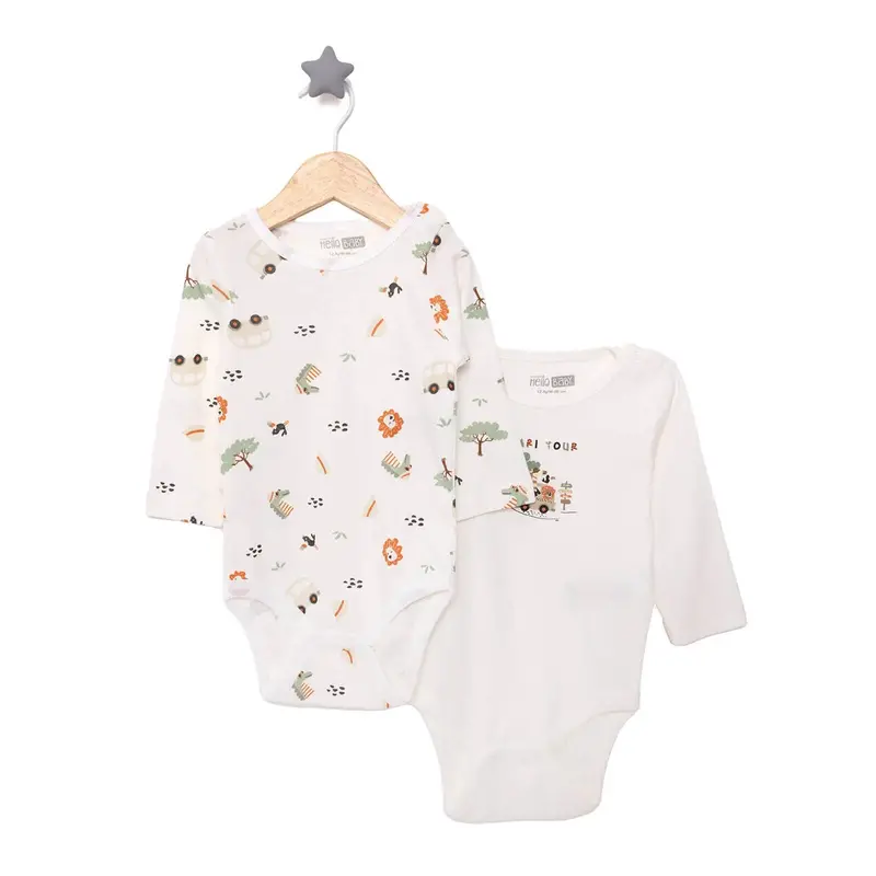 Hellobaby Baby Boy Long Sleeve Body 2 Pcs - Beige 1
