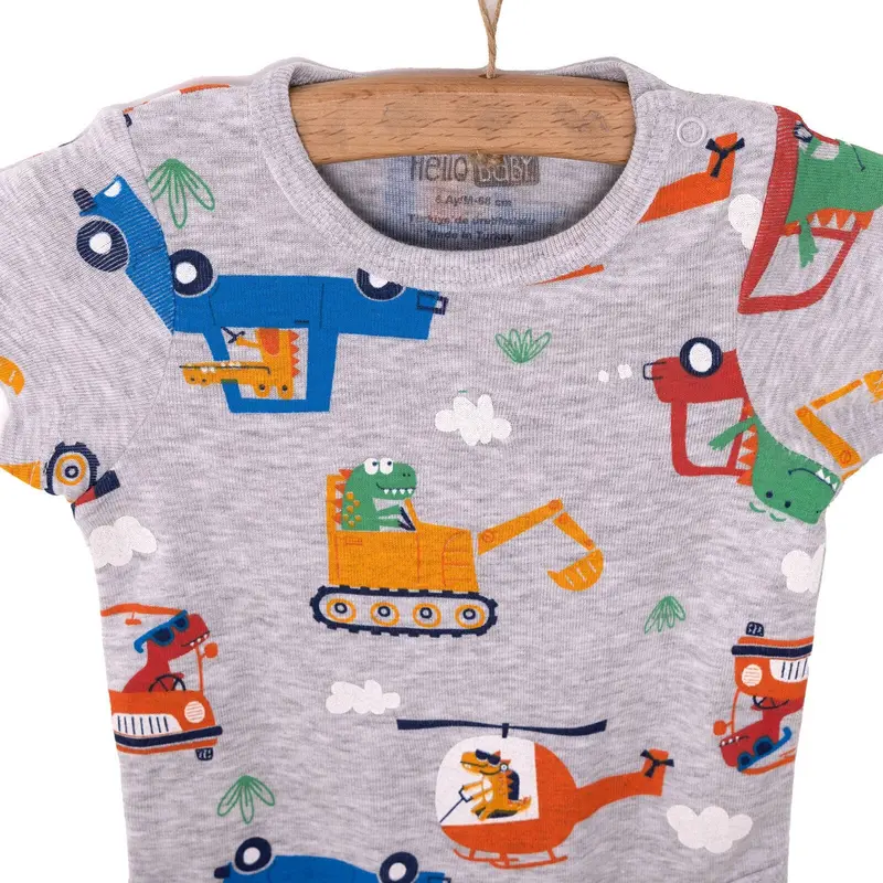 Hellobaby Baby Boy Short Sleeve Body - Grey Melange 7