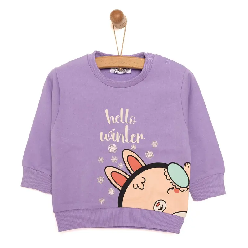 Hellobaby Baby Girl Animal Printed Sweatshirt - Purple 1