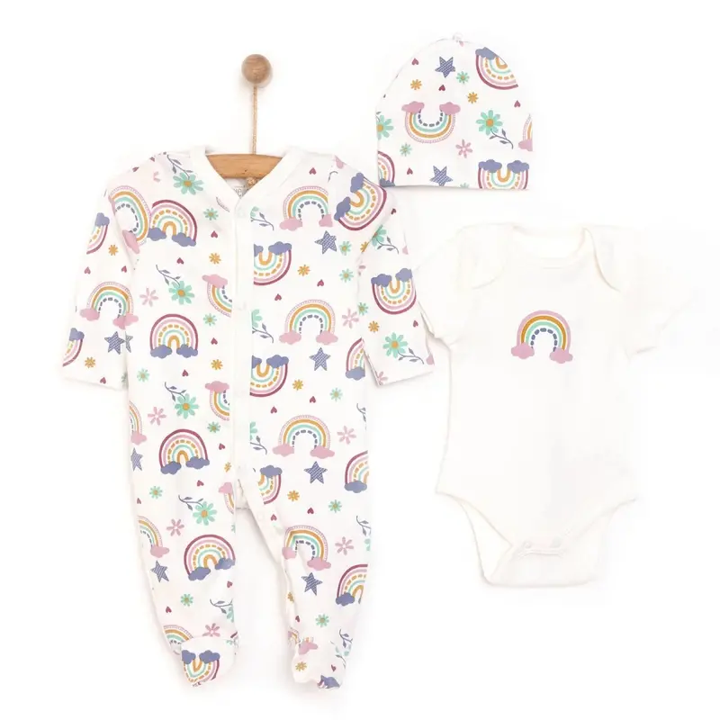 Hellobaby Baby Girl Jumpsuit-Body-Hat - Ecru 1
