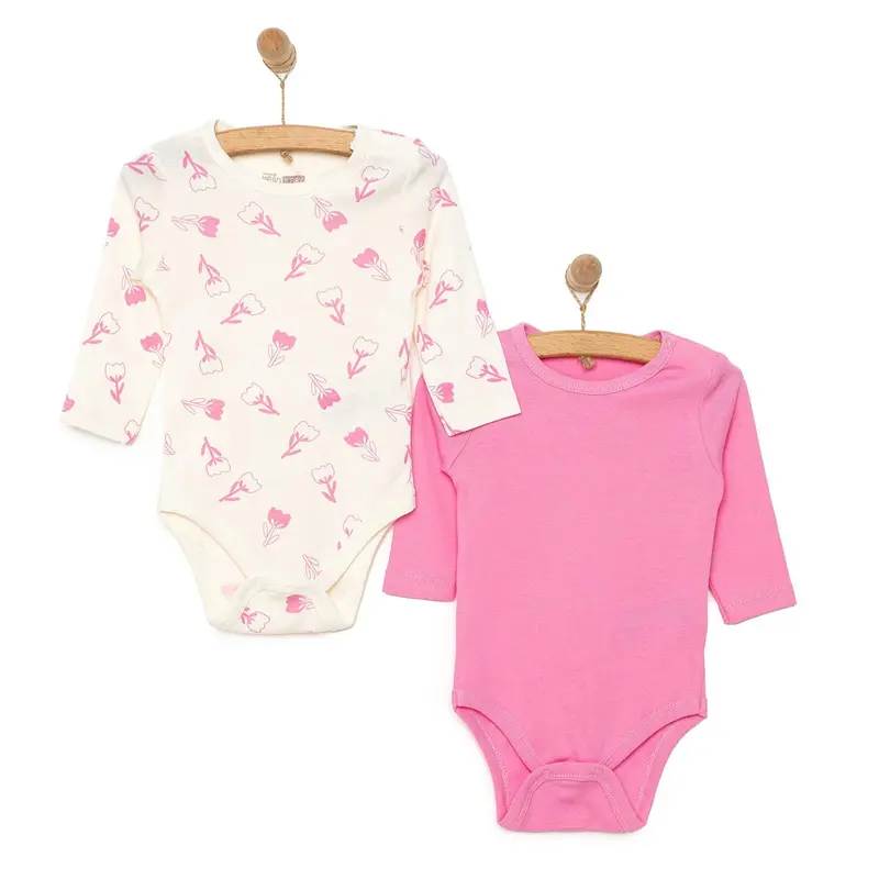 Hellobaby Baby Girl Long Sleeve Bodysuit 2Pcs - Pink 1