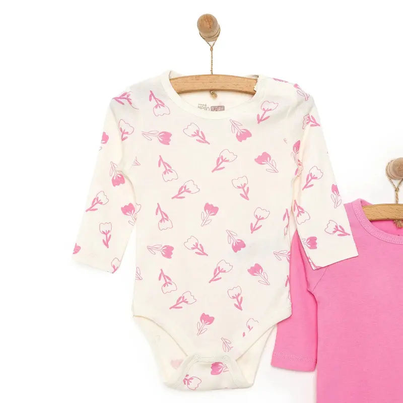 Hellobaby Baby Girl Long Sleeve Bodysuit 2Pcs - Pink 3