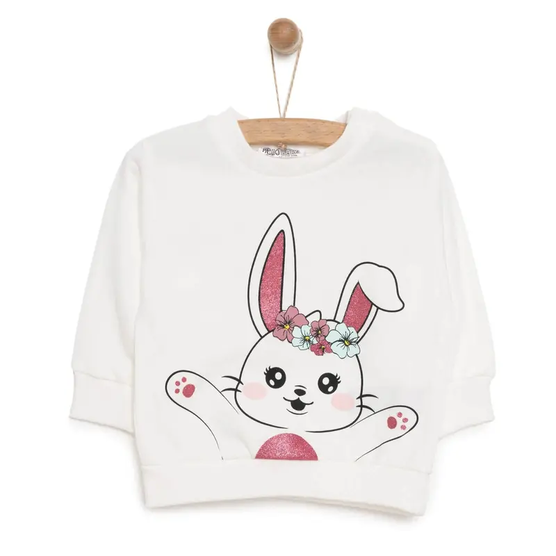 Hellobaby Baby Girl Rabbit Printed Sweatshirt - Ecru 1