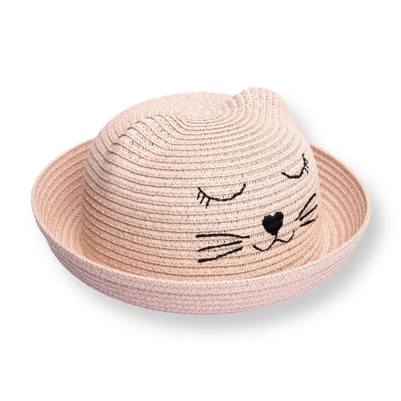 Hellobaby Baby Girl Straw Ribbon Hat - Powder 1