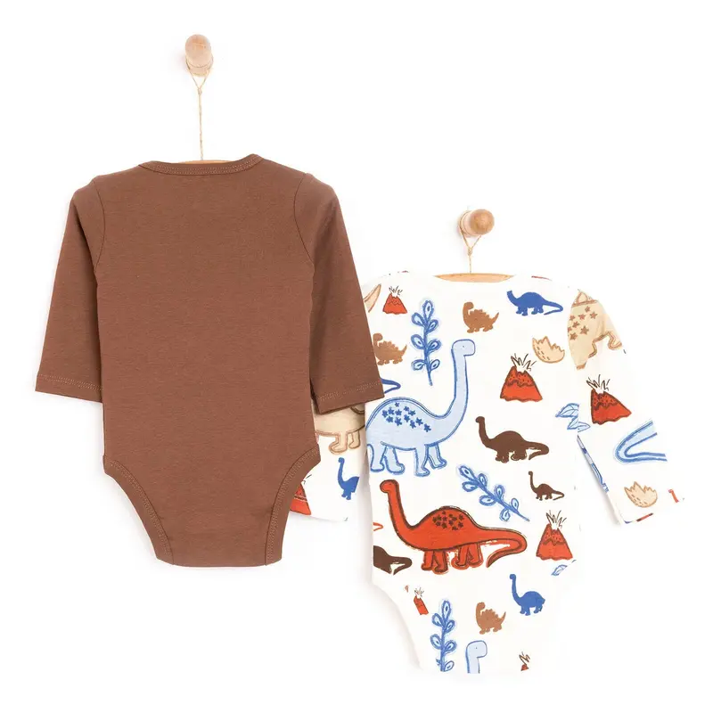 Hellobaby Boy 2-Pack Long Sleeve Bodysuit - Beige 2