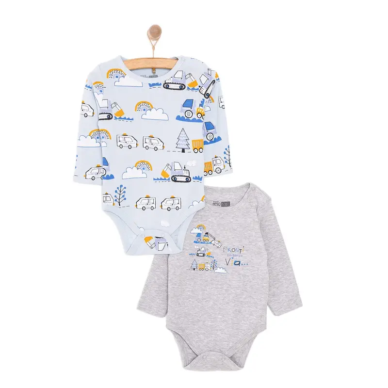 Hellobaby Boy 2-Pack Long Sleeve Bodysuit - Blue 1