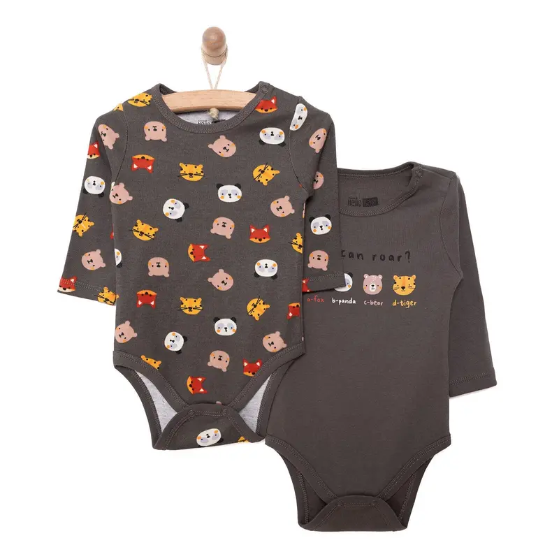 Hellobaby Boy 2-Pack Long Sleeve Bodysuit - Dark Grey 1