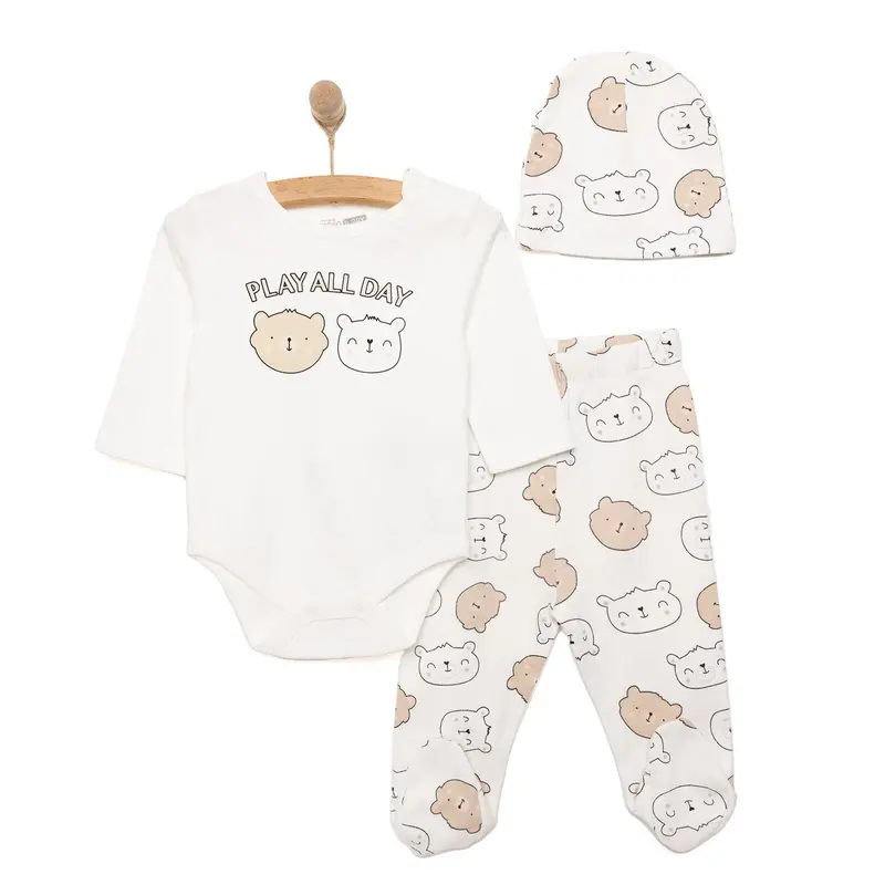 Hellobaby Boy Body-Footed Bottom-Hat - Ecru 1