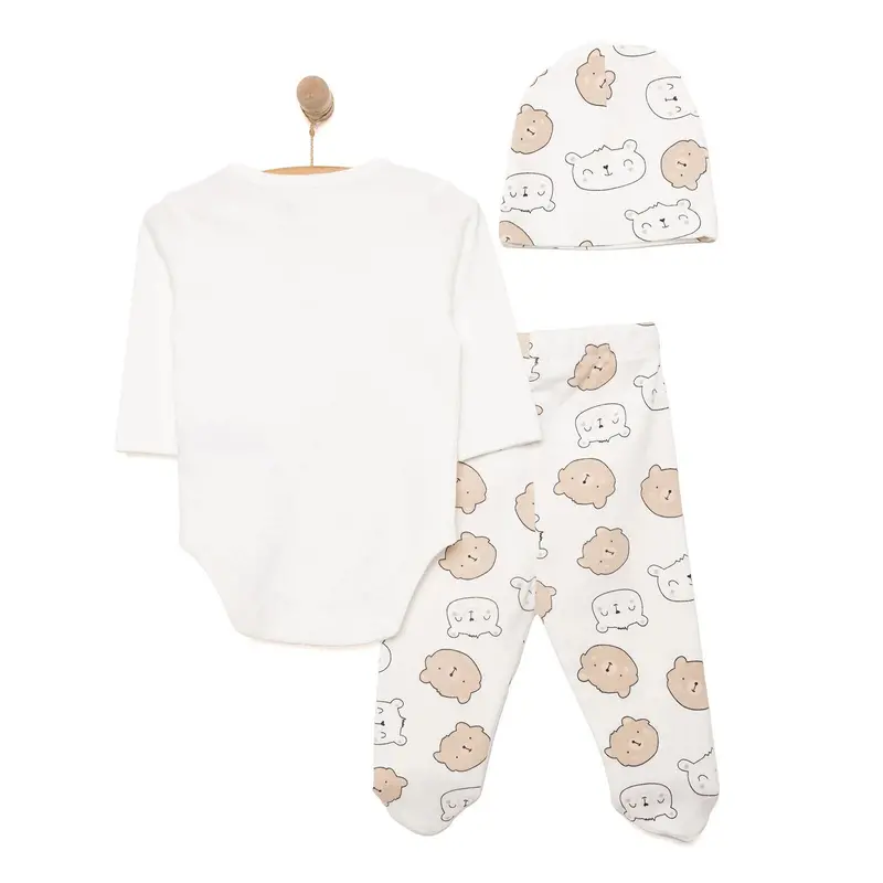 Hellobaby Boy Body-Footed Bottom-Hat - Ecru 2