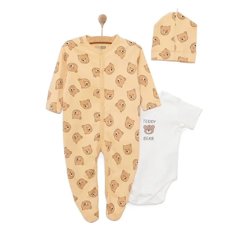 Hellobaby Boy Jumpsuit-Body-Hat - Beige 1