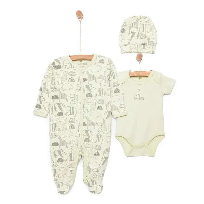 Hellobaby Boy Jumpsuit-Body-Hat - Green 1